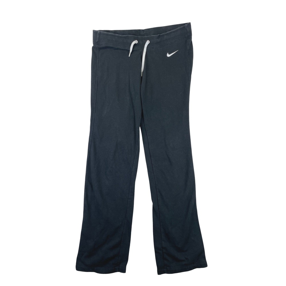 Nike Fleece Drawstring Sweatpants Womens M Black Open Leg Athletic Pants